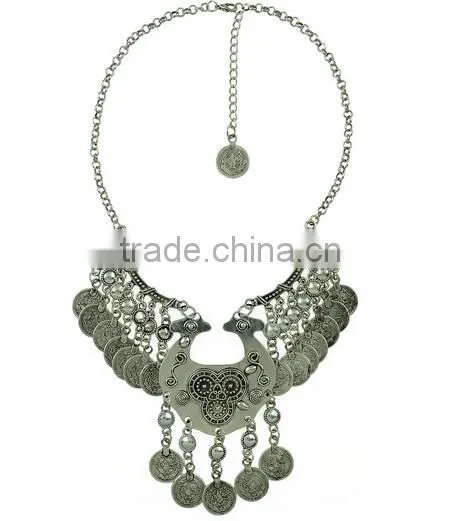 2016 Fashion Coin Tassel Bohemia Gypsy Vintage Choker Collar Statement Necklaces photo-3