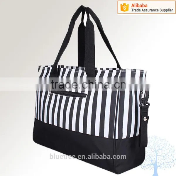 Black and White Stripe Oxford Diaper Bag Baby Bag,bottle Changing Pad Included photo-2