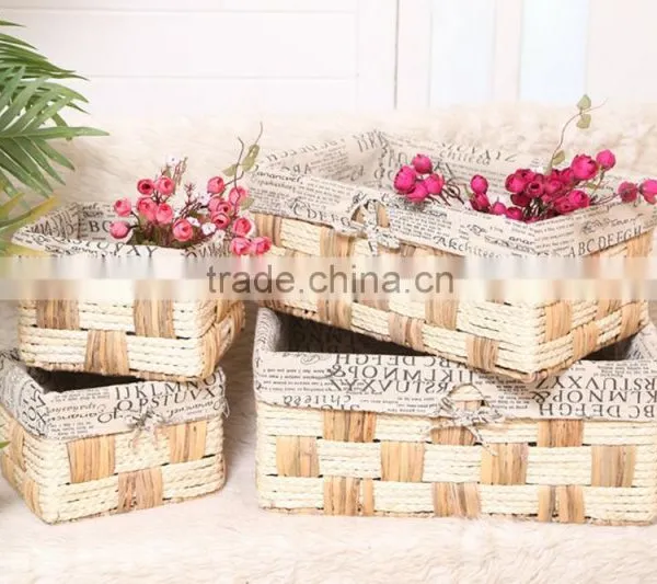 Maize and Water Hyacinth Rattan Basket Recommend Set Of3 photo-6