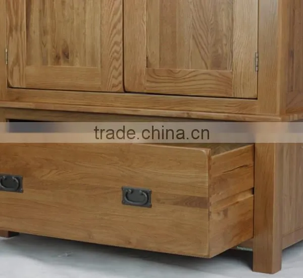 Rustic Solid Oak Wood 2 Doors Wardrobe photo-4
