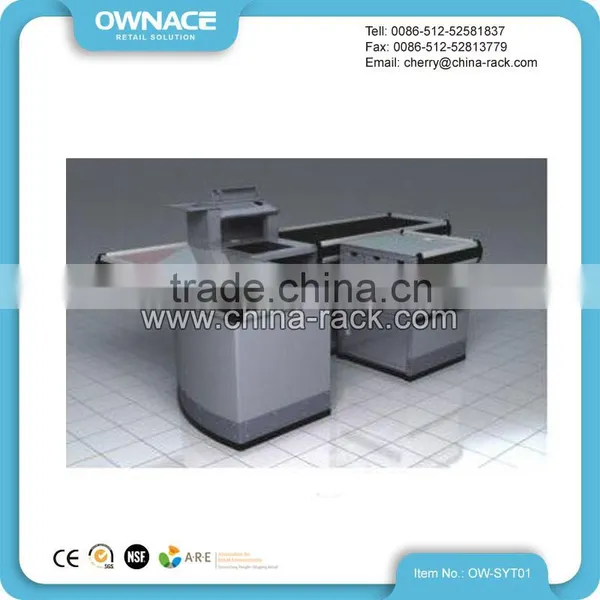Supermarket Automatic Electric Checkout Cashier Counter With Conveyor Belt photo-2
