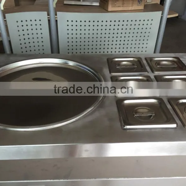 Customized Single Flat Pan Fried Ice Cream Machine With 6 Containers to Keep Fresh photo-5
