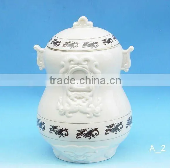 Porcelain Cinerary Casket With Gold Line