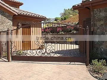 House Iron Gate Design Feature Dark Brown Color Iron Sliding Gate Door on .com photo-4