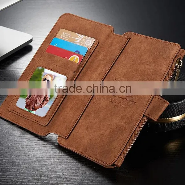 Geniue Leather Wallet Phone Case Stand With Card Slot and Zipper for Samsung Galaxy S6/S6 Edge/S7/S7 Edge/Note5 photo-2