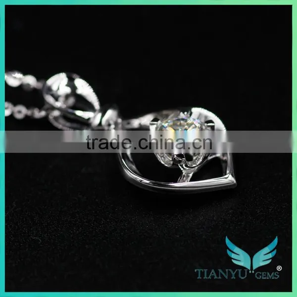 18k White Gold Necklace 7mm Equals Moissanite Net Moissanite Pendant photo-4