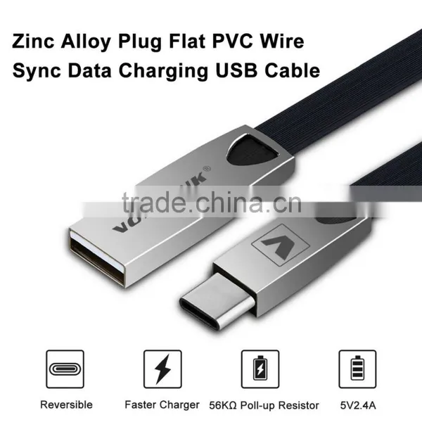 Voxlink 2017 New Zinc Alloy Flat Fast Charging Data Sync Usb Type c Cable for IPhone 6 6s Plus 5s 5 IPad Mini/Samsung/HTC photo-3