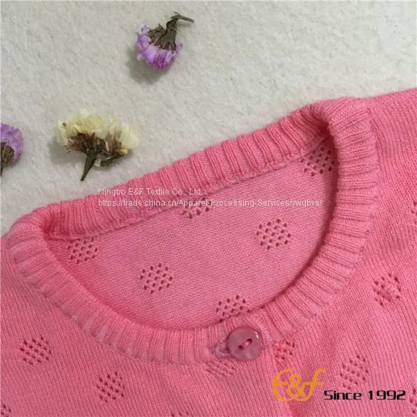 Girl Cardigan Sweater With Pointelle Stitch photo-3