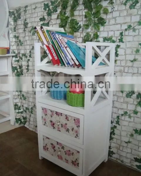 Modern Design White Wooden Cabinet With Wicker Drawers photo-5