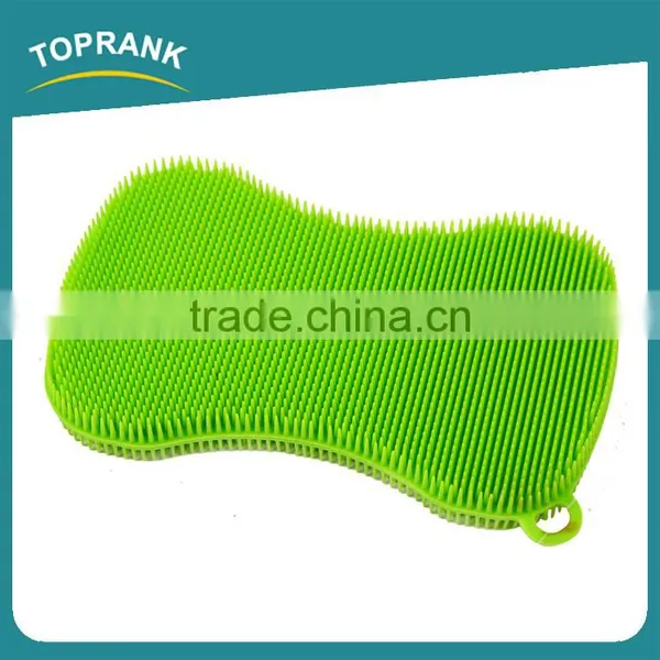 Toprank Hot Selling Heat Resistant Colourful Kitchen Cleaning Brush Pot Pan Dish Bowl Wash Scrubber Pad Silicone Dish Brush photo-2