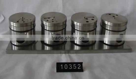 6 Pieces Mat Shinning Stainless Steel Coated Empty Spice Jars With Stand photo-3