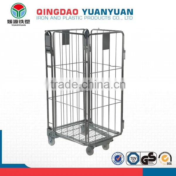 Foldable Roll Trolley Logistics Container Pallet 4-Sided Nestable A-frame Roll Pallet Rolling Metal Storage Cage