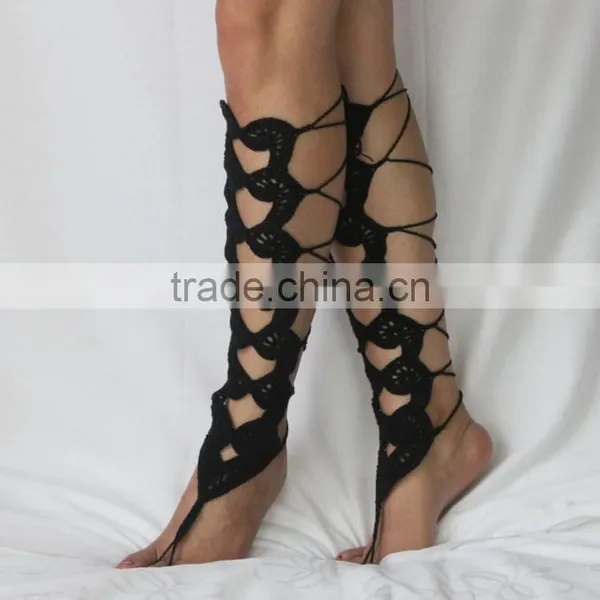 Crochet Cotton Barefoot Sandals Foot Anklet Bracelet Ankle Chain Beach,Barefoot Gladiators Sandals photo-5
