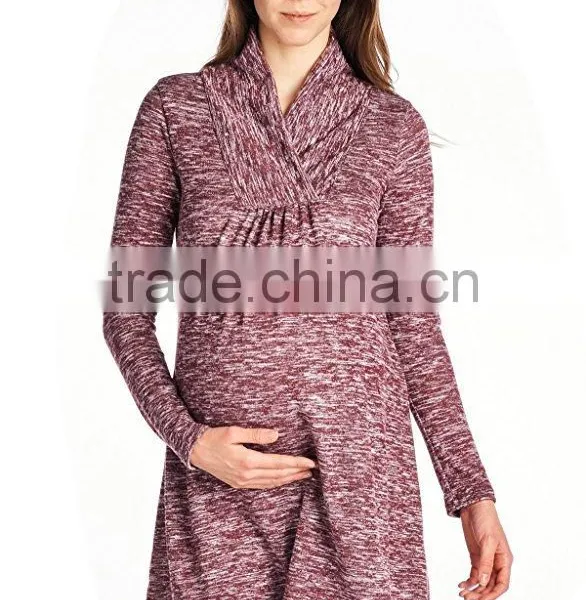 Fancy Women Clothing Wholesale Pregnant Clothes Sweater Knit Maternity Long Sleeve Tunic Top Latest Color Combination Sweater photo-2