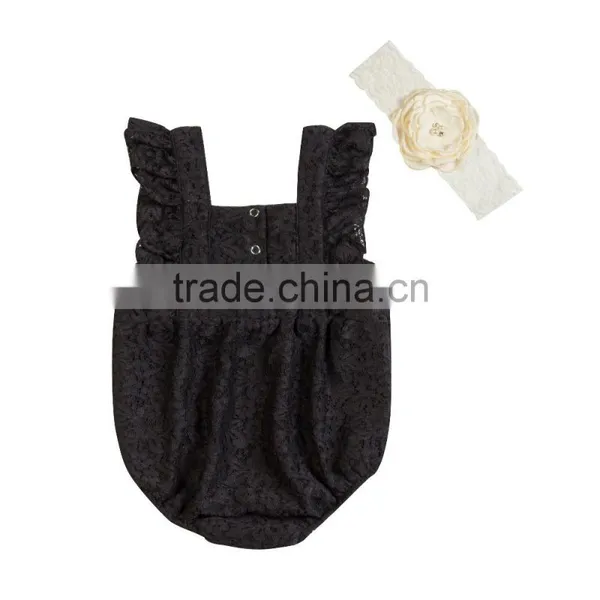 Wholesale Fashion Newborn Baby Girls Pink Lace Romper Infant Bodysuits Adorable Lace Kids Rompers photo-6