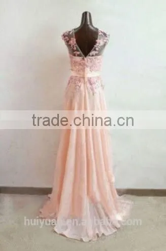 Pink High Neck Lace Low Back Cut Arabic Evening Dress Long photo-2