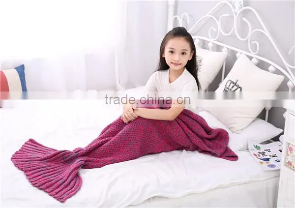 Bulk Wholesale Hotsale Acrylic Children Blankets Mermaid Tail Blanket photo-2