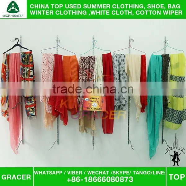 Stock Second Hand Bales 100Kg Ladies Silk Scarf Used Clothing Warehouse photo-6
