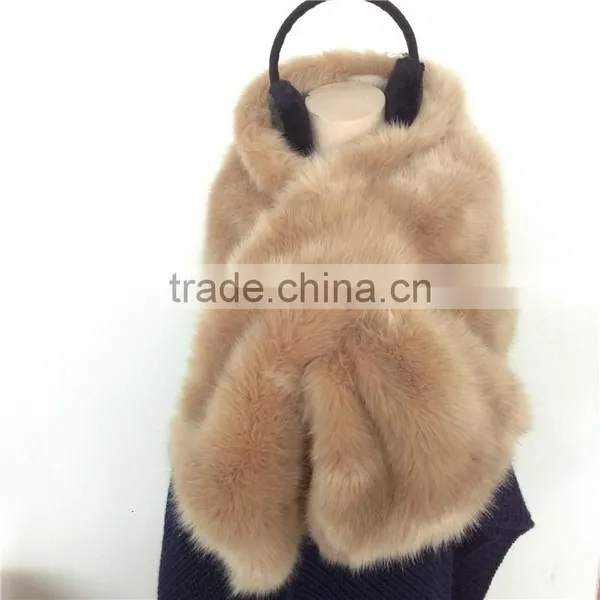 White Color Fashion Winter Knitting Fur Scarf Factory photo-5