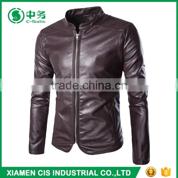 New Look Windproof Slim Fit Pure Color Turkey Mens PU Leather Jacket photo-2