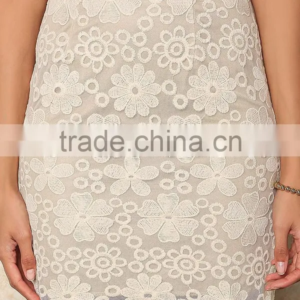 New Arrival Wholesale Bulk Price Clothes Women Midi Skirt With Embroidery Lace Daisies photo-2