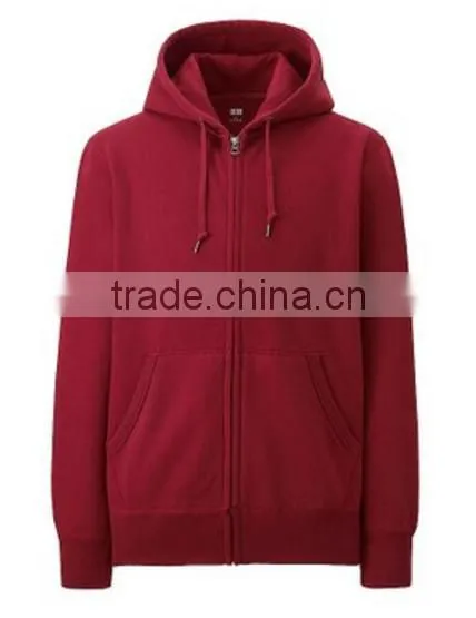 High Quality Custom Plain Hood Zipper Up Cotton Sweatshirt Coat photo-4