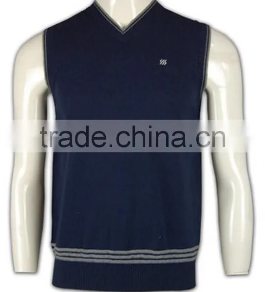 ISO9001/BSCI Manufature V-neck Navy Blue Wholesale Cheap Sweater Vest photo-6