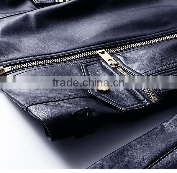 2017 Latest Designs Lady Casual Fashion Women Leather Motorcycle Jacket for Wholesale photo-6