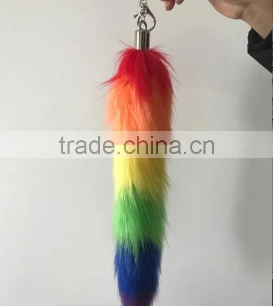 Fluffy Custom Colour Faux Fox Fur Accessory Fur Tail Keychain photo-6