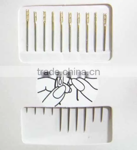 Hand Sewing Needles Self Threading Needles Two Golden Eyes 38mm photo-5