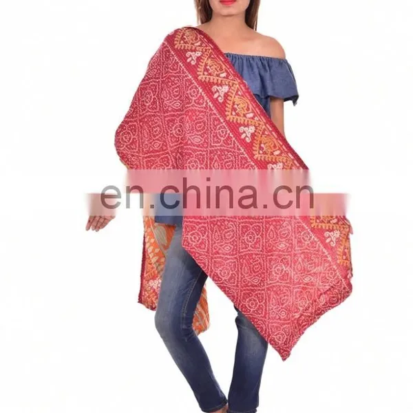 Reversible Vintage Cotton Kantha Scarf Handmade Hijab Stole Sari Shawl photo-2