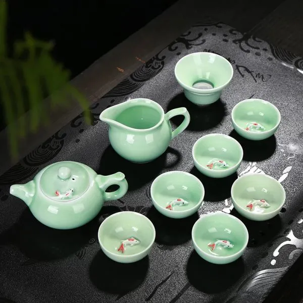 Dark Green Kung fu Tea Set. photo-3