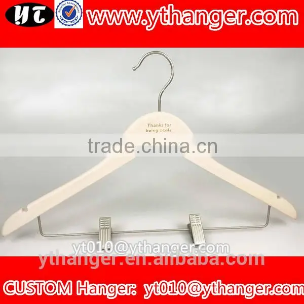 YY0524 Women or Men Flat Wooden Suit Hanger With Trousers Clips photo-2