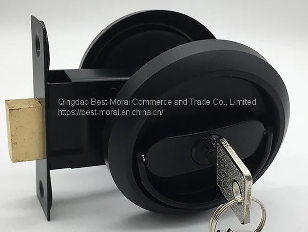 Black Color Hidden Round Shaped Sliding Door Lock photo-4