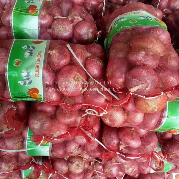 Manufacturer Leno Mono Net Bags PE Leno Vegetable Mesh Bag Pe Monofilament garlic Mesh Bags 40kg 50kg