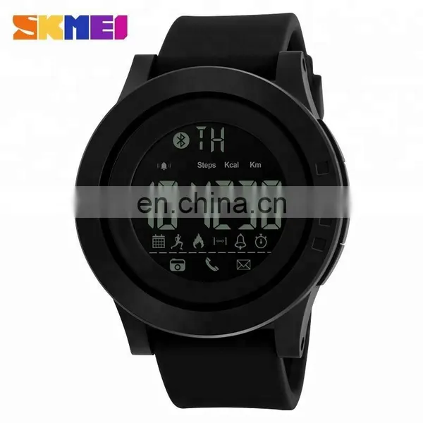 Original Design Black Big Dial Fashion Waterproof Silica Gel Strap Skmei 1255 Digital Smart Watch for Men