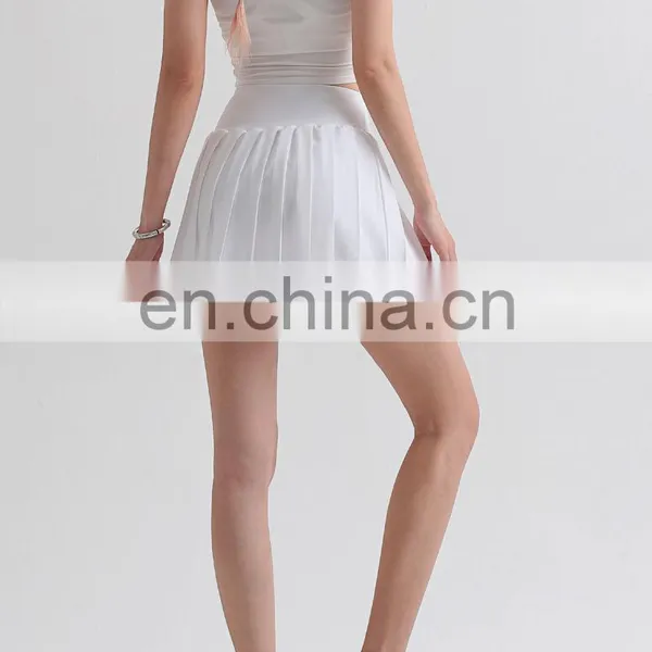 New Ribbed Crop Top Match Mini Pleated Skirt Sports Tennis Set Dance Running Tracksuit For Women Gym Fitness Wear Suit photo-3