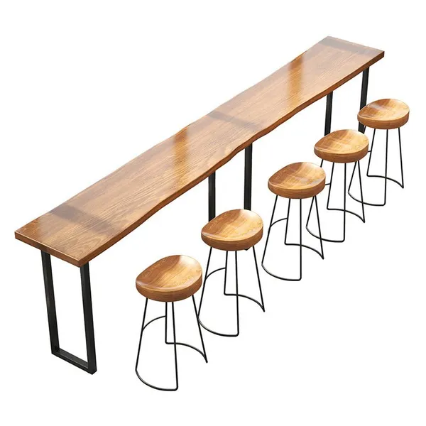 Solid Wood Milk Tea Shop Bar Table and Chair Combination photo-3