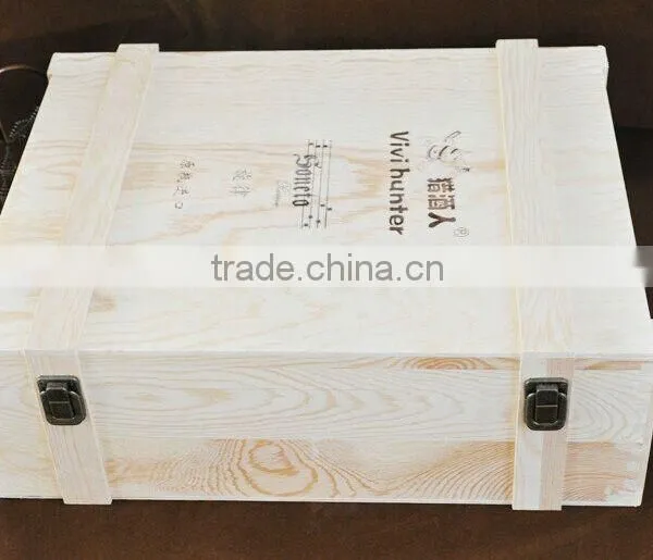 4 Bottles Pine Wood Wine Box Wooden Wine Bottle Gift Box photo-3