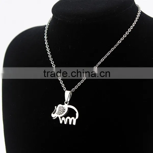 High Quality Stainless Steel Cute Elephant Necklace Diamond Elephant Pendant Necklace Wholesale photo-2