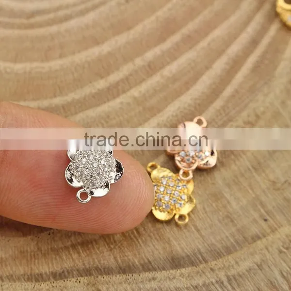 CZ6638 Mirco cz Pave Bracelet Flower Charm Connector,charms for Bracelet Making Quality Choice photo-2