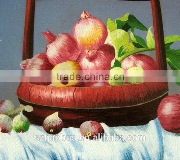 Handmade Embroidery on Silk Fabric for Home Decoration Pomegranate photo-3