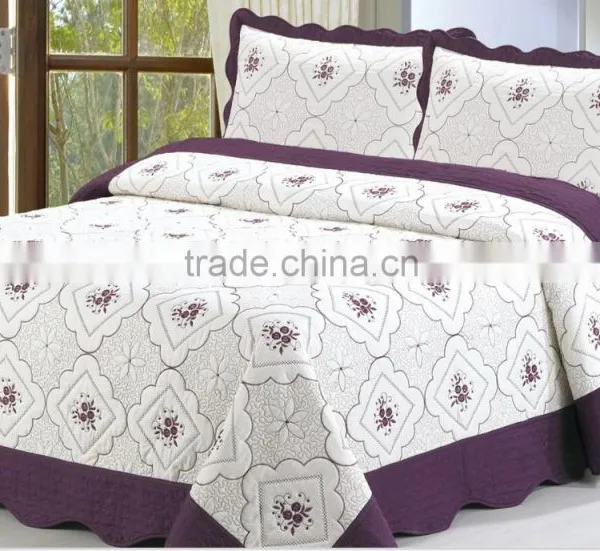 2015 New Designs, Microfiber Embroidery Bedspread Bedsheets Quilt Throw Set photo-3