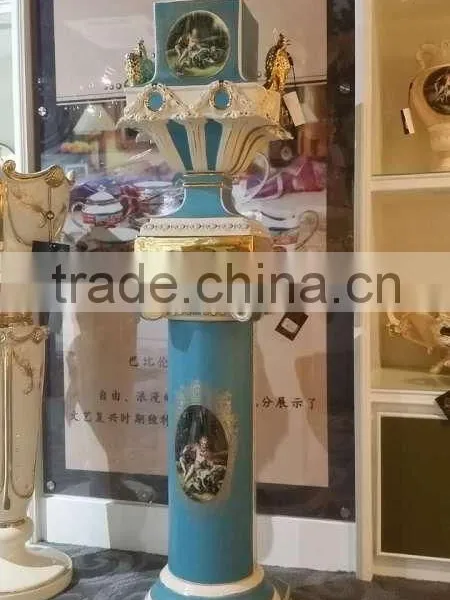 2016 New Design Antique Luxury 30"ceramic Porcelain Art Roman Pillar With Vase for Decoration photo-4