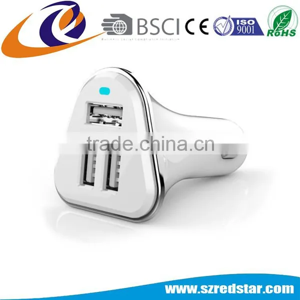 BSCI Factory Hot Sale Mobile Phone Accessories Triple 3 USB Ports Auto Charger Cellphone Car Charger photo-4