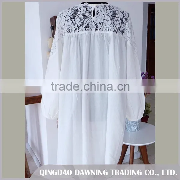 Fashionable Embroidered White Cotton Nightdress/Dressing Gown photo-2