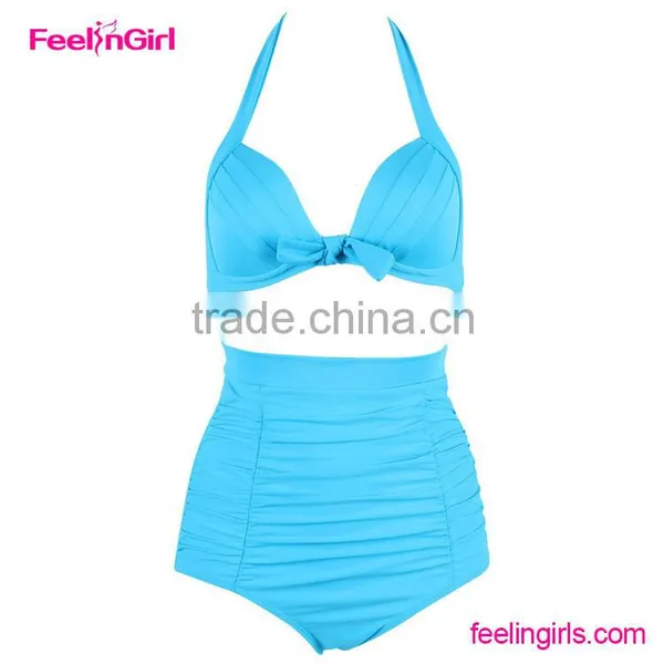 2016 Hot Sale Light Blue Girl Waterproof Swimsuit photo-3