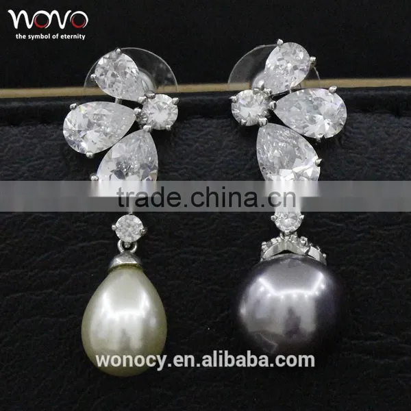 2016 New Model Silver Zirconia Earrings Jewelery Latest Design Of Pearl Earrings photo-5