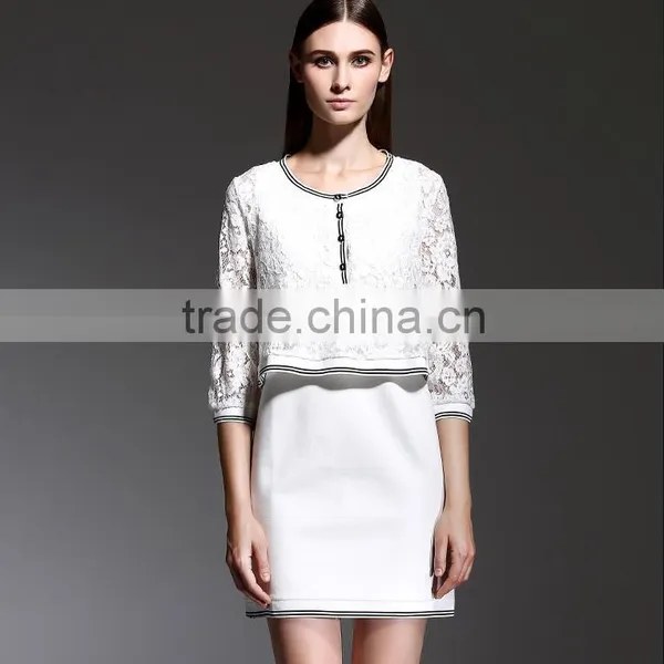 2015 Latest European Style Elegant Black Lace Long Sleeve Overlay Evening Dress photo-2
