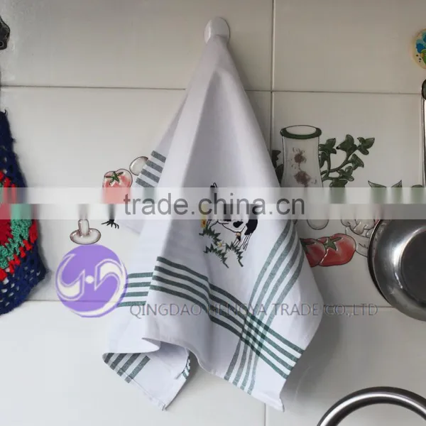 Embroidered 100% Cotton Waffle Plain White Tea Towel photo-2